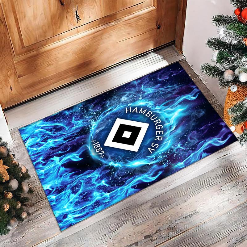 Hamburger SV Football Print Crystal Velvet Rug, Comfortable Water Absorbent Non Slip Indoor Floor Carpet