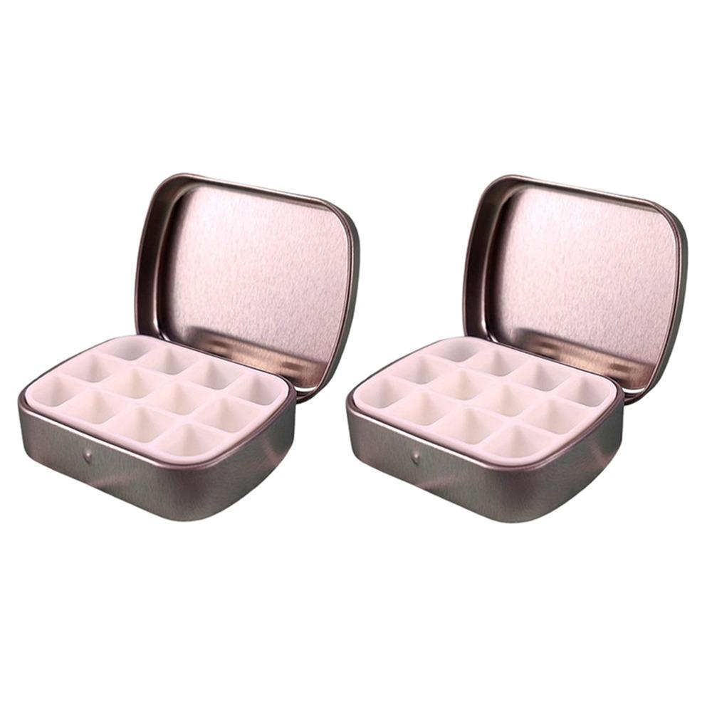 2Pcs Empty Watercolor Iron Box 12/24 Grids Travel Painting Tray Watercolor Paint Palette  Outdoor
