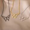 Simple New Hollow Butterfly Pendant K Stainless Steel Butterfly Collarbone Chain Necklace Female Popular Jewelry