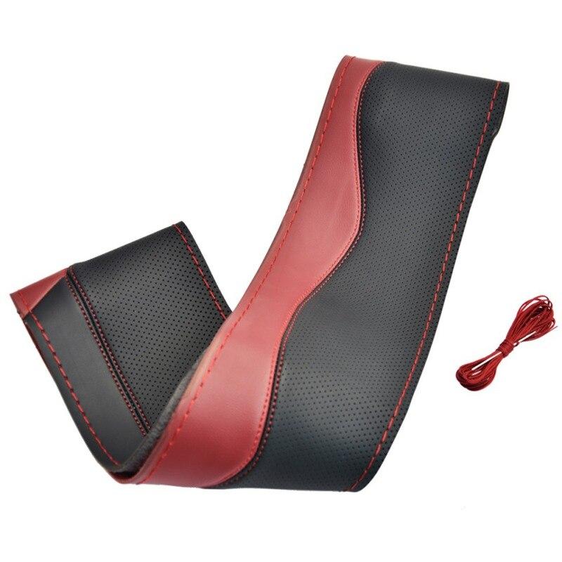 Универсальный чехол на руль 38 см, сшитый вручную, из суперволокна, кожаная ручка, автомобильные аксессуары для интерьера