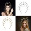 Корона Богини Солнца Ободок для Волос для Женщин Винтажный Дева Мария Звезда Повязка на Голову/Серьги Реквизит для Вечеринки Свадебные Головные Украшения