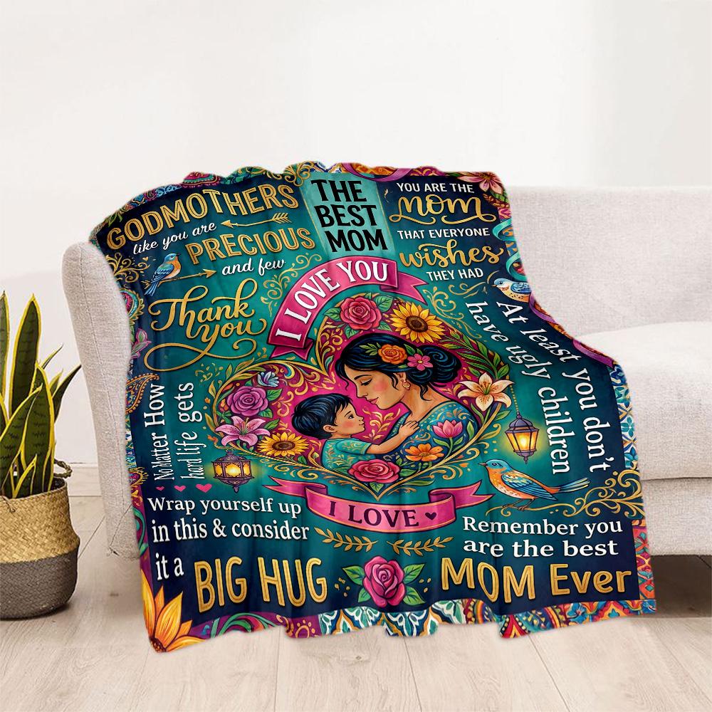 Mother's Love And Gratitude Flannel Blanket-Soft and Suitable for Sofas,Beds,Offices,Travel,All Seasons,Great Gift for Holidays and Birthdays.