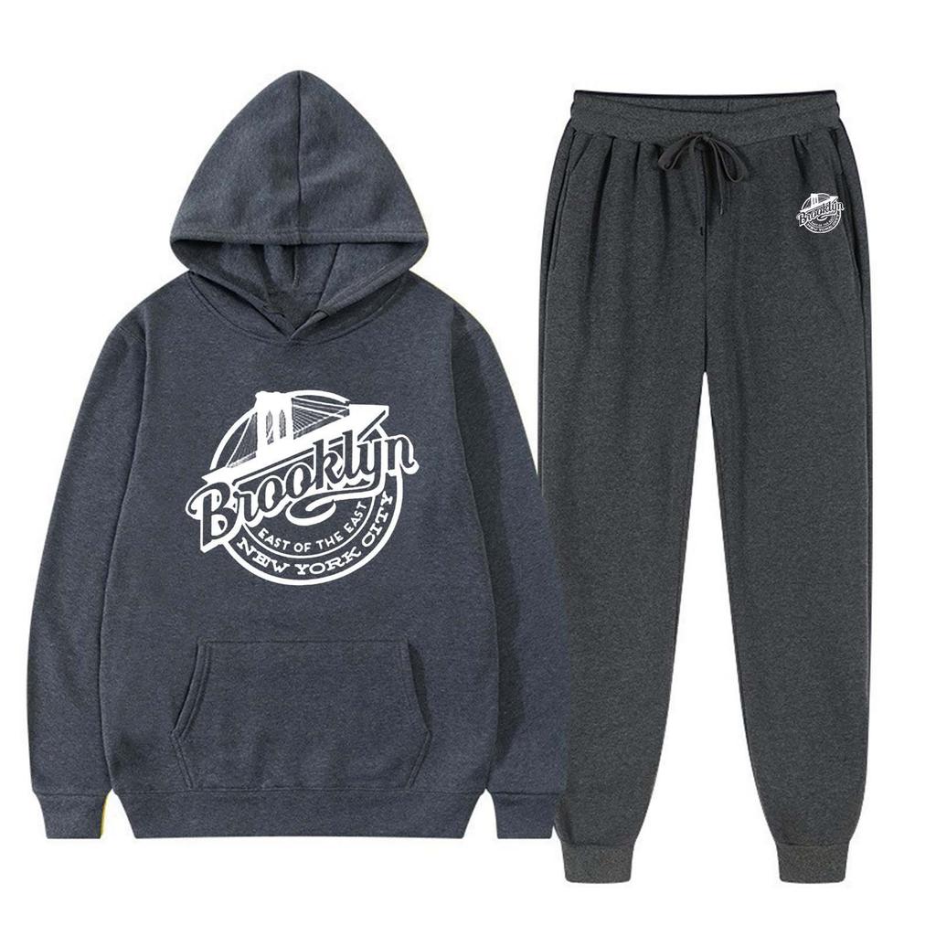 Мужской спортивный комплект из флиса с капюшоном, модная повседневная спортивная одежда, осень и зима