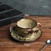 Retro Flowers Ceramic Coffee Cups Light Luxury Home Afternoon Tea Exquisite Mugs Fashionable Office Coffee Cup and Plates Set