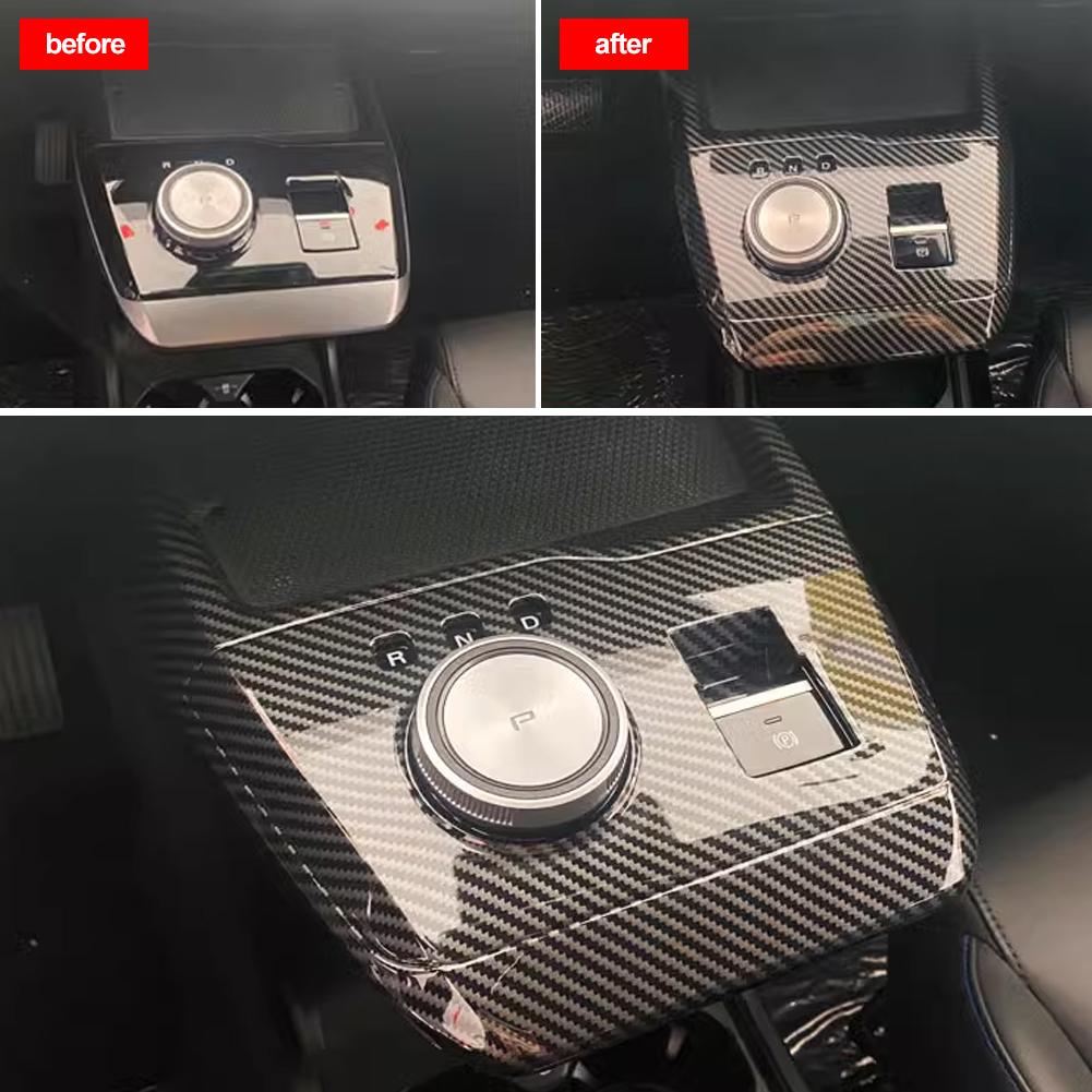 1PC Carbon Fiber Car Center Console Cover Trim Gear ShiftsPanel Frame Sticker for MG4 EV Mulan F19A 2023