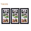 Wooden Photo Frame with 3 Openings Mat Home Office Wall Mount Horizontal Vertical Standing Desktop Decorative Collage Picture Display Frame