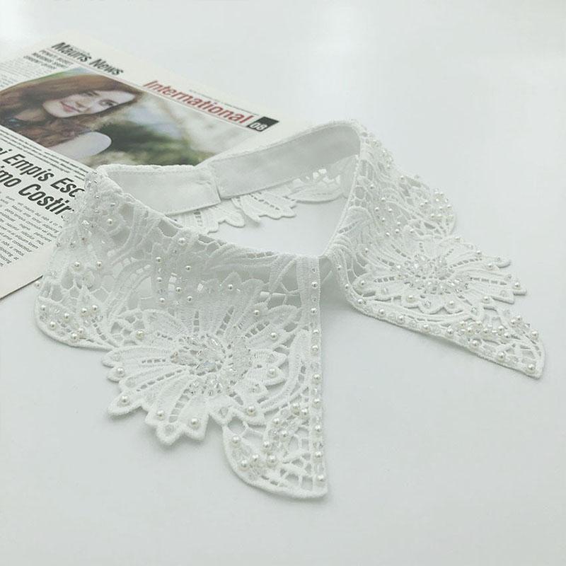 Lace Fake Collar Tie Women White Hollow Detachable Collar Lapel Shirt Blouse Top False Collar Woman Necklace Clothes Accessory