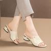 Slippers Female Summer Fashion Heels Slides Shoes For Girls Red Sexy Pu Soft Leather Comfortable Sandals Woman