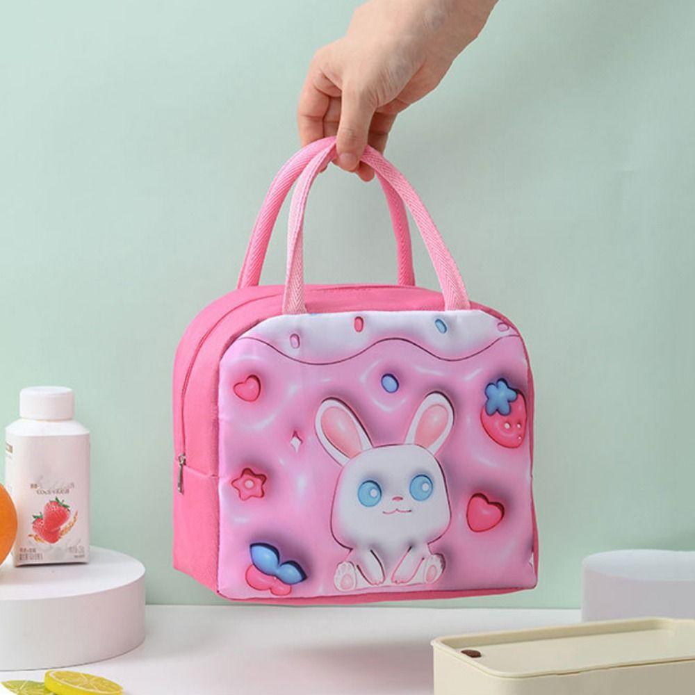 Thickened 3D Cartoon Insulated Lunch Bag Handheld Cool Food Bag Portable Cartoon Lunch Bag Camping