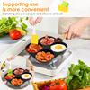 Non Stick 4-Cup Egg Frying Pan with flipping Lid Aluminum Pancake Egg Cooker with Spatula and Brush Burgers Omelet Cooking Pan