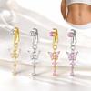 Непрокалываемый фейковый пирсинг пупка Дизайн с бабочкой Кольца для пупка На клипсе Модный аксессуар
