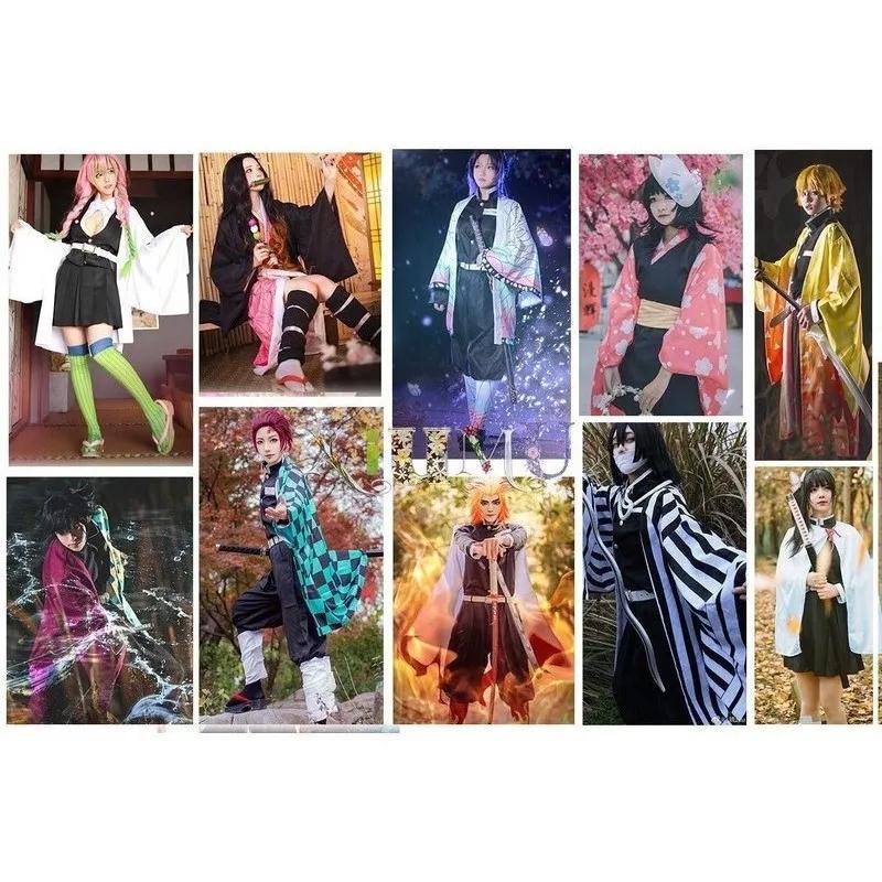 Взрослых женщин аниме Demon Slayer Kamado Nezuko косплей парик длинный кудрявый костюм кимоно костюм одежда дети девочки