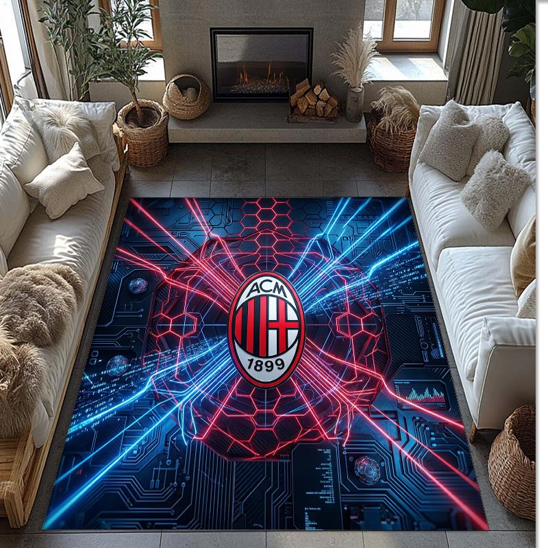 Фланелевый ковер с принтом AC Milan, нескользящий, мягкий, из полиэстера, для пола, декоративный коврик для спальни, гостиной, дивана, игровой комнаты, домашний декор