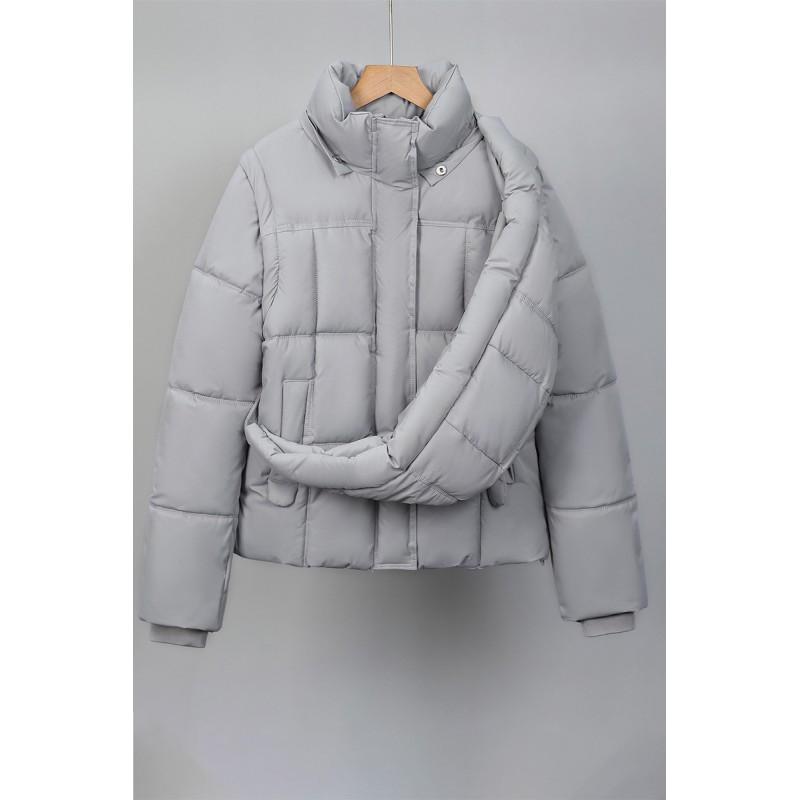 Womens Removable Sleeve Puffer Jacket Short Warm Cotton Coat Hooded Casual Winter Outerwear