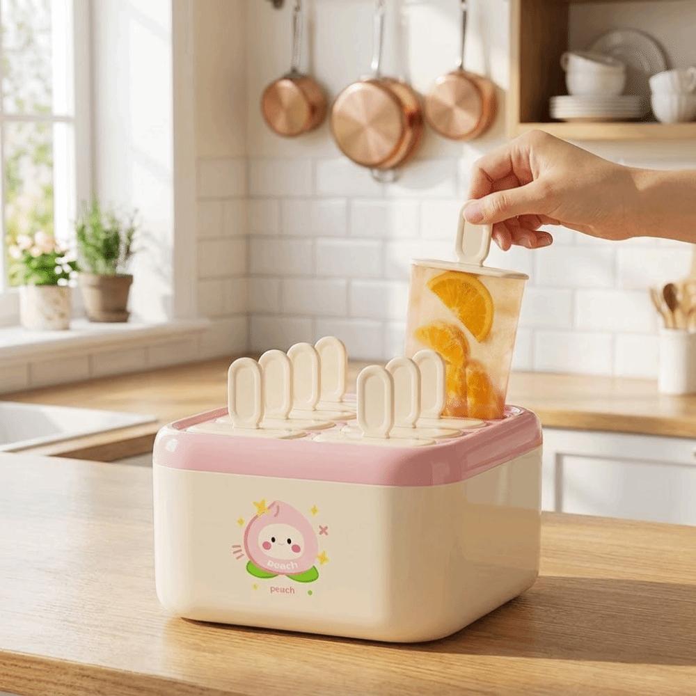 Cartoon Maker Ice Pop Trays 8 Grids Ice Pop Maker Food Grade Ice Cream Box Summer