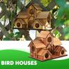 Bird House Outdoor Wood Carving Ornaments Wooden Bird Nest Solid Bird Villa House Crafts Outdoor Garden Yard Hummingbird House