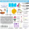 296-Piece Cake Decorating Kit With Rotating Turntable Piping Tips TPU Bags Stainless Steel Tools Home Bakery