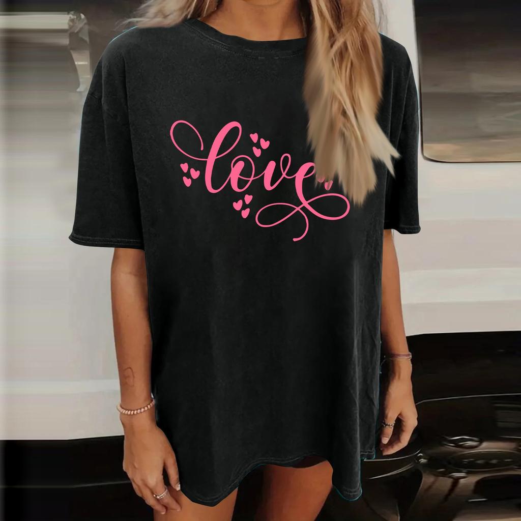 Женский топ с коротким рукавом и принтом «О-образный вырез», классическая футболка унисекс ко Дню святого Валентина