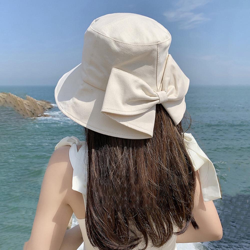 Sunshade Wide Brim Cap Sunscreen UV Protection Sun Hat Casual Bow Bucket Hat Summer