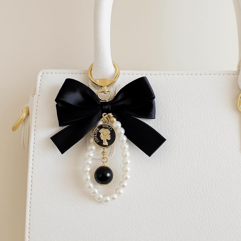 Pearl Chain Pearl Beaded Pendant Keyring Car Pendant Car Keychain Exquisite Bow Key Chain