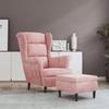 VidaXL Wingback Armchair with Stool Pink Velvet 3115935