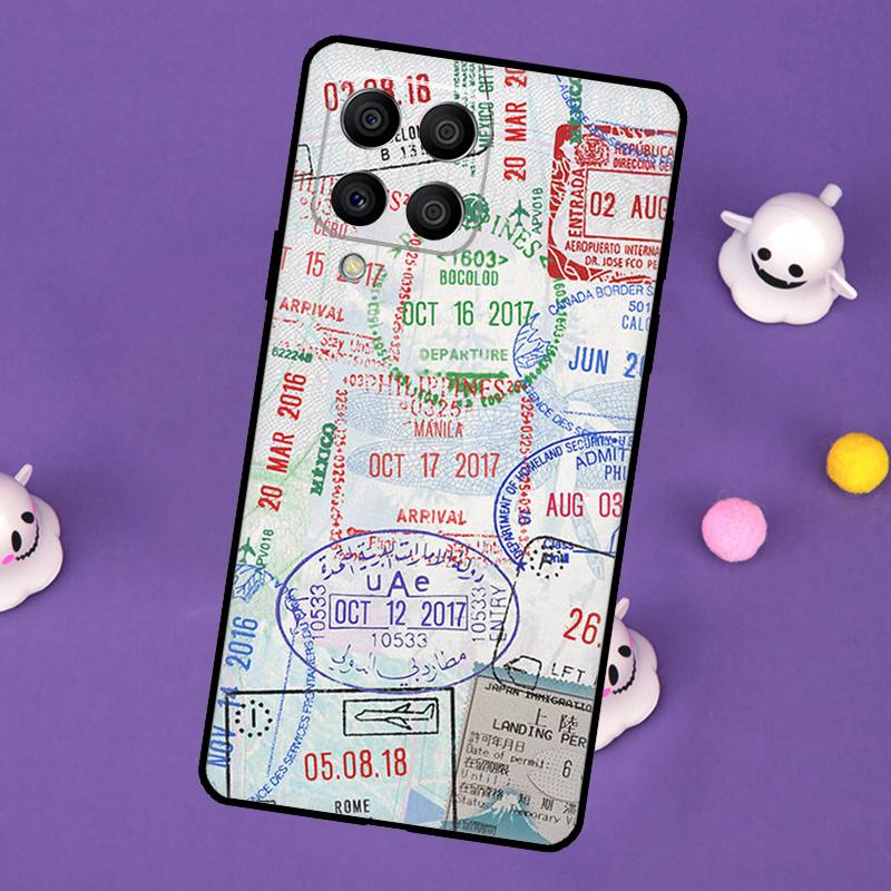 Ретро Открытка Паспортные Штампы Чехол Для Samsung Galaxy M55 M15 M33 M13 M23 M53 M31 M51 M14 M34 M54 M20 M30s M52 M32