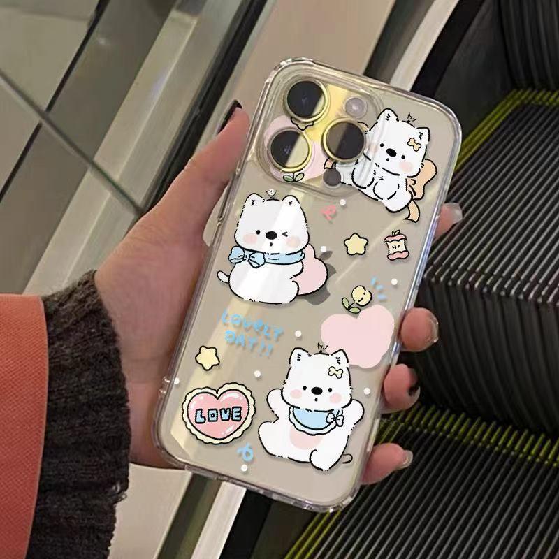 Чехол для iPhone 17 Pro Max с рисунком щенка в форме сердца, мягкий, прозрачный, милый дизайн для женщин