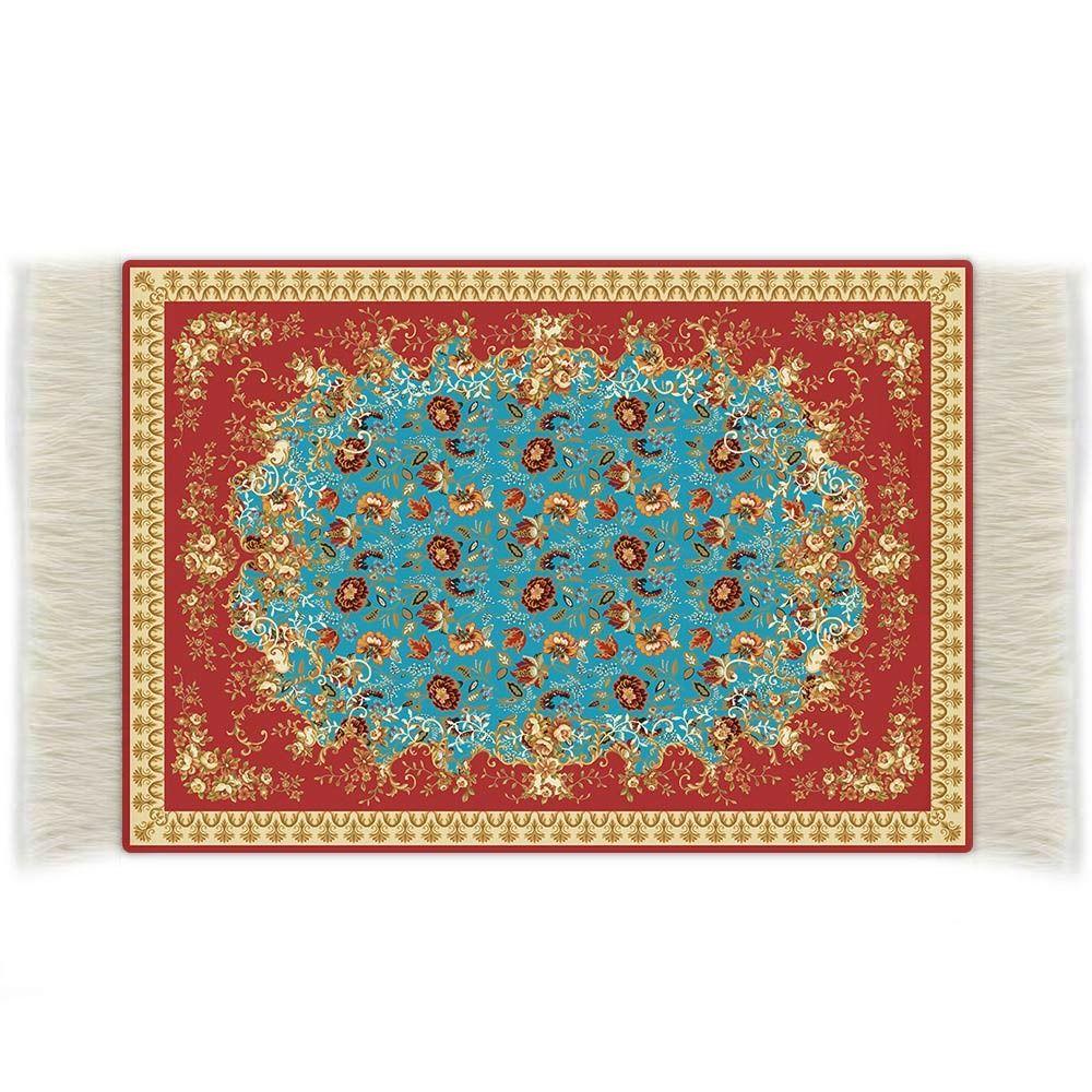 1/12 Dollhouse Carpet Multicolor Miniature Weaving Rug Gift Floral Pattern Cup Mat