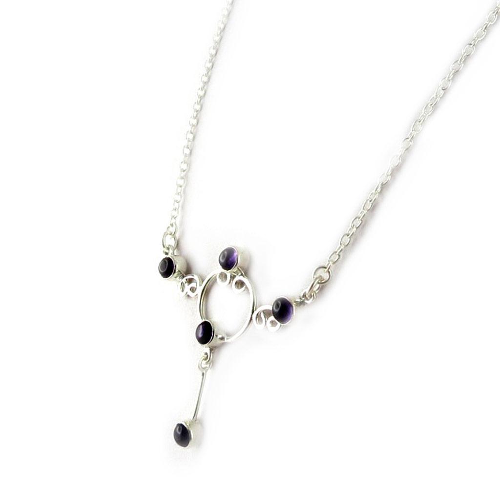 Les Trésors De Lily [E0174] - Amethyst 'Charms' Silver Necklace