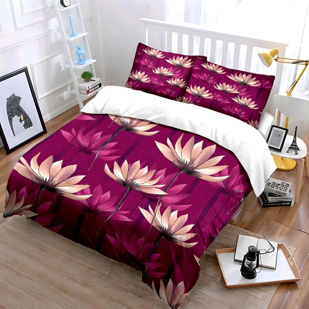 Elegant blooming lotus harmony Bedding sets Duvet covers Pillowcases(1* Duvet Cover 2* Pillowcases without duvet insert)