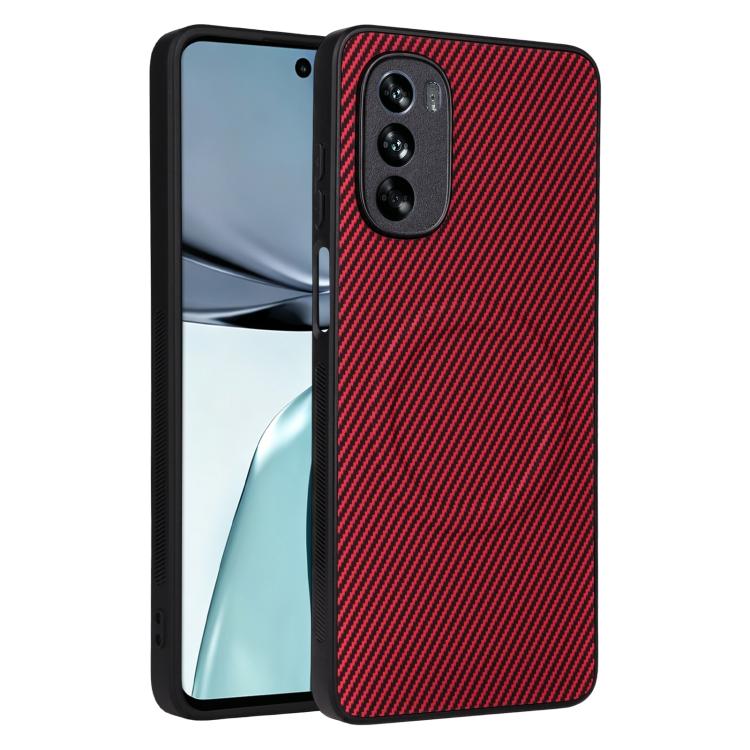 Precise-Cutout Carbon-Fiber-Texture Vegan-Leather Phone Case For Motorola Edge 50 Fusion 5G, PU TPU Anti-Scratch Lightweight Protective Cover