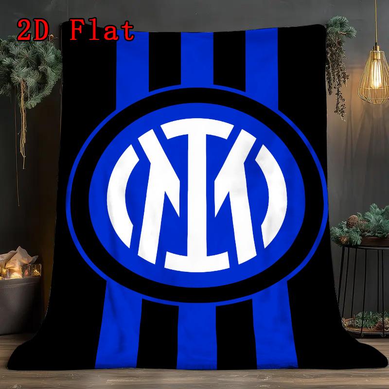 Inter Milan 2D Flat Pattern Flannel Blanket High quality All Seasons Warmth and Comfort Perfect for Christmas Gifts.