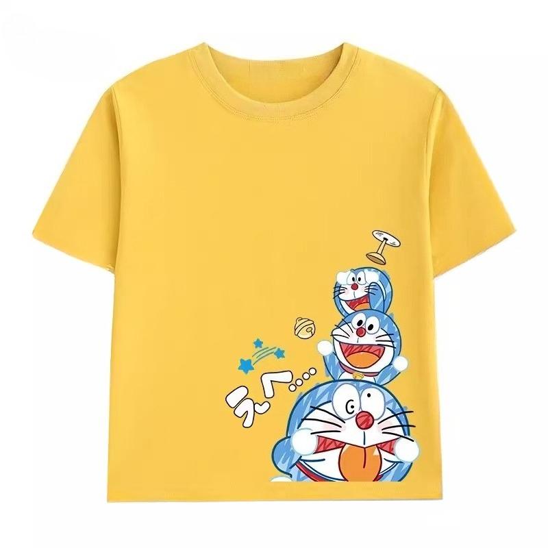 Детская футболка Potdemiel Summer New Doraemon, удобная и дышащая, подходит для мальчиков и девочек