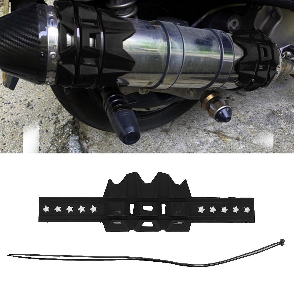 Universal Silicone Motorcycle Exhaust Heat Shield Pipe Protector Cover Guard (Black)