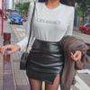 Black Mini Sexy Skirt Sexy High Waist Package Hip Pencil Skirt Women Korean Fashion Pu Faux Leather Split Short Skirts