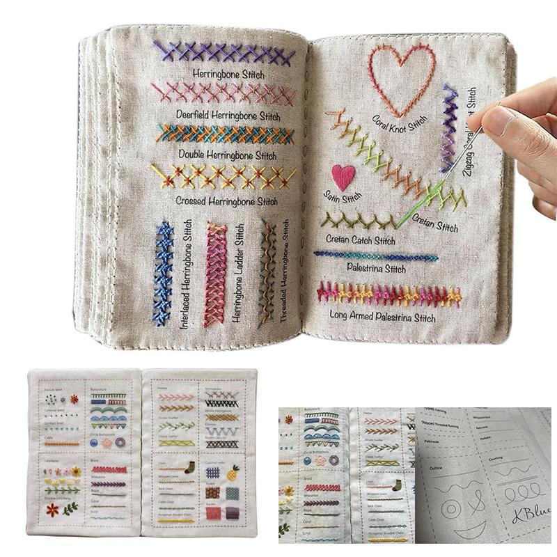 Enthusiasts & Beginners Embroidery Instructions Book for DIY Sewing Kit, Creative Embroidery Stitches Book, Family Stitching Loose-Leaf Book