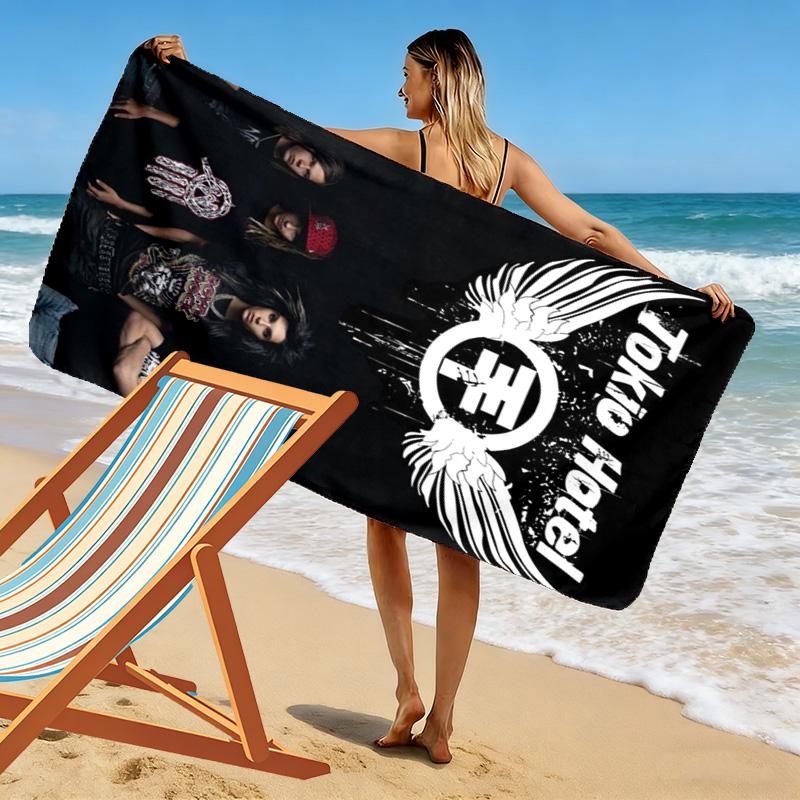 Tokio Hotel Print Beach Towel, Large Soft Quick Dry Towel for Beach Camping Swimming