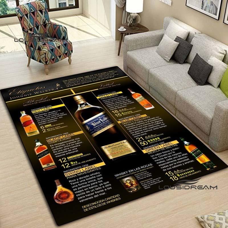 Классический ковер Johnnie Walker с виски и ковер для бара, гостиной, спальни, большой мягкий ковер, нескользящий коврик для кабинета, крыльца, прикроватной тумбочки