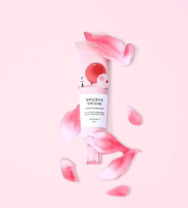 ROUND LAB Камелия Глубокий Коллаген Укрепляющая Солнечная Сыворотка 50 мл SPF 50+ PA++++/ Увлажняющая, Корейская Косметика, Kbeauty