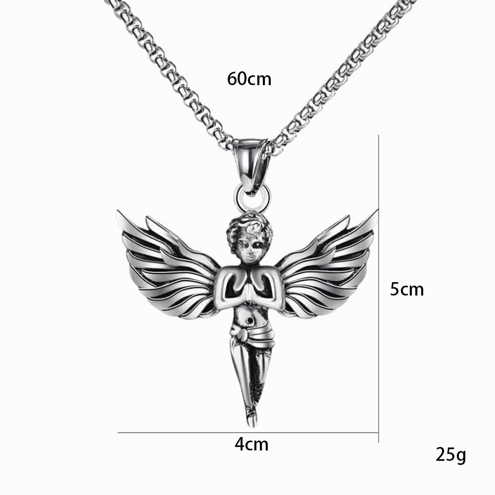 European and American Street Hip-hop Necklace, Little Angel Pendant, Trendy Couple Personality Pendant
