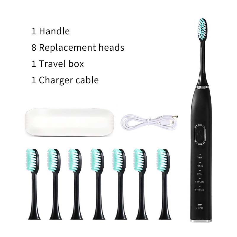 Ultrasonic Electric Toothbrush Rechargeable USB for Adults Teeth Whitening 5Mode Sonic Tooth Brushes Smart Timer with Travel Box