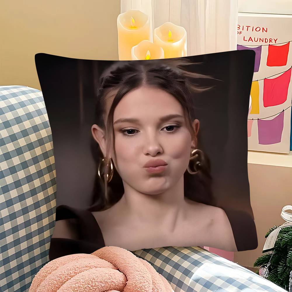 pc Millie Brown Stranger Pillow Case Fashion Square Pillowcase Bedroom Sofa Room Ins Decoration Leisure
