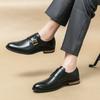 Fashion New Black Loafers for Men Brown  Buckle Strap Solid  Round Toe Pu Leather  Men Shoes  Size 38-46 Men Dress Shoes