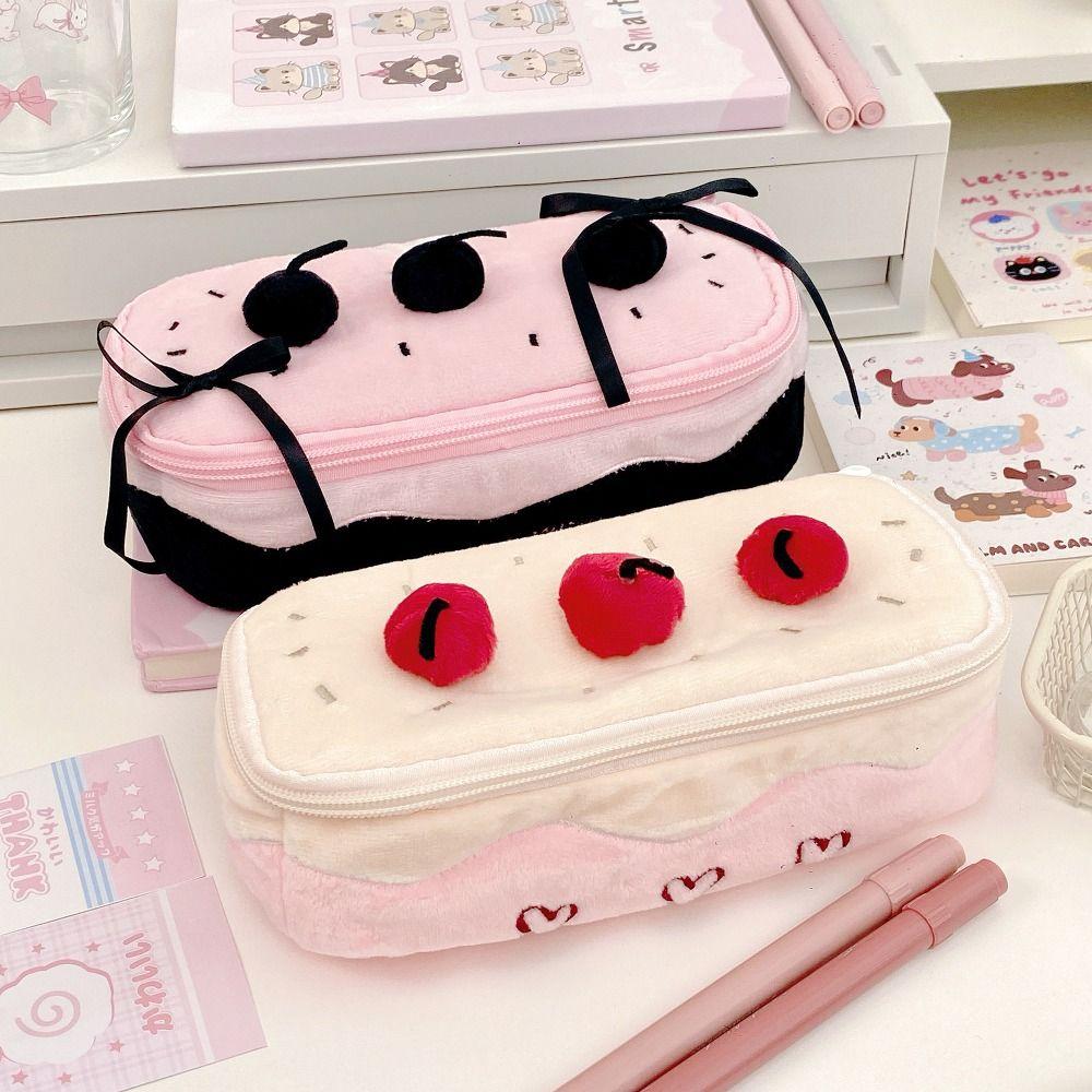 Plush Pen Bag Large Capacity Stationery Bag Cartoon Stationery Organizer Students
