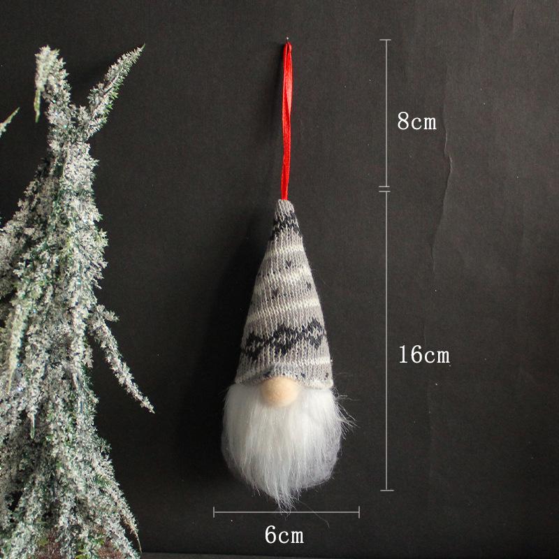 Вязаный шерстяной рождественский гном-подвеска - маленькая безликая кукла для украшения елки