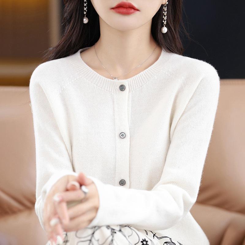 INDFS Women's Fashion Casual Fall Winter Solid Color Print Long Sleeve O-Neck Sweaters