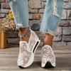 Women Fashion Casual Shoes Running Shoes Sport Wear Floral Embroidery Sheer Mesh Sneakers Platform Shoes
