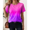 Women's T Shirt Casual Ombre Round Neck Yellow Red Gradient Short Sleeve Soft Stretchy Daily Summer Basic Tops