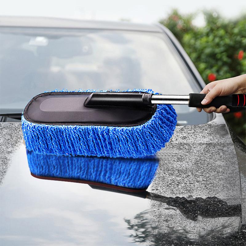 Retractable Fiber Car Wash Mop & Chenille Duster Brush