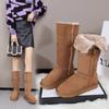 Модные зимние женские короткие плюшевые замшевые сноубутсы Модные новые теплые ботинки до середины икры на плоской подошве для женщин Обувь на платформе